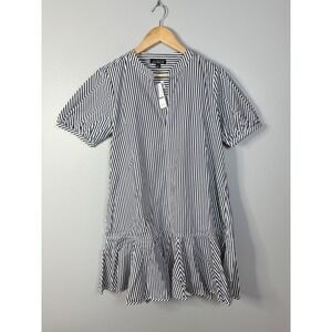 J.Crew Delilah dress in striped‎ cotton poplin XS Blue/White NWT